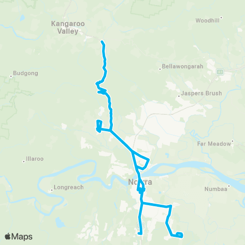 Sydney and Surrounds Network Kangaroo Val to Nowra via Cambewarra & Bomaderry map