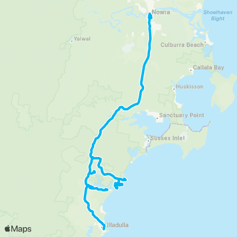 Sydney and Surrounds Network Ulladulla to Nowra & Bomaderry map