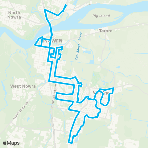 Sydney and Surrounds Network E Nowra & Worrigee to Nowra (Loop Service) map