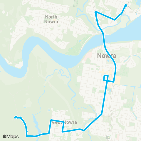 Sydney and Surrounds Network UOW Shoalhaven Campus to Bomaderry Sta via Nowra map