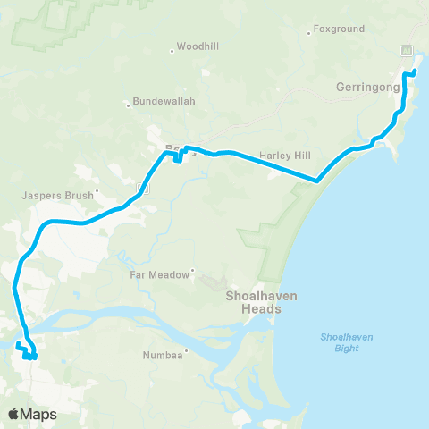 Sydney and Surrounds Network Gerringong to Nowra via Gerroa, Berry & Nowra TAFE map