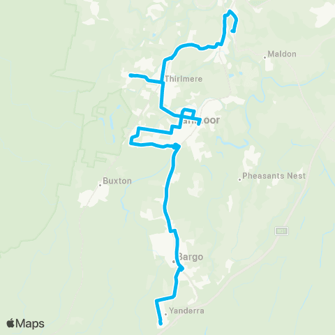 Sydney and Surrounds Network Tahmoor to Picton via Thirlmere map