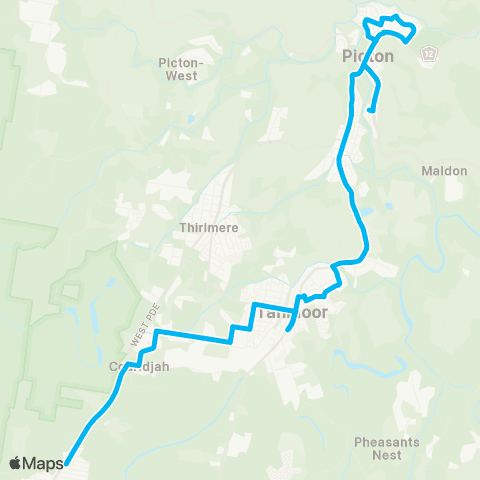 Sydney and Surrounds Network Buxton to Tahmoor & Picton map