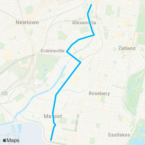 Sydney Buses Network Mascot Stamford Hotel to Redfern map