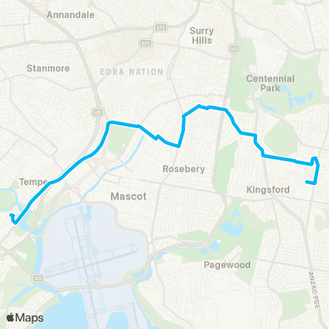 Sydney Buses Network Wolli Creek to Prince of Wales Hospital map