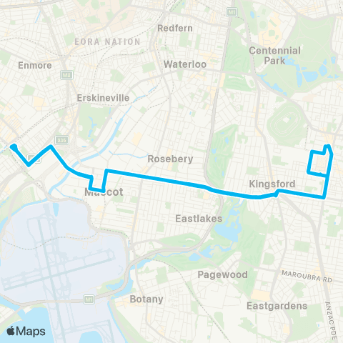 Sydney Buses Network Sydenham to Randwick (Loop Service) map