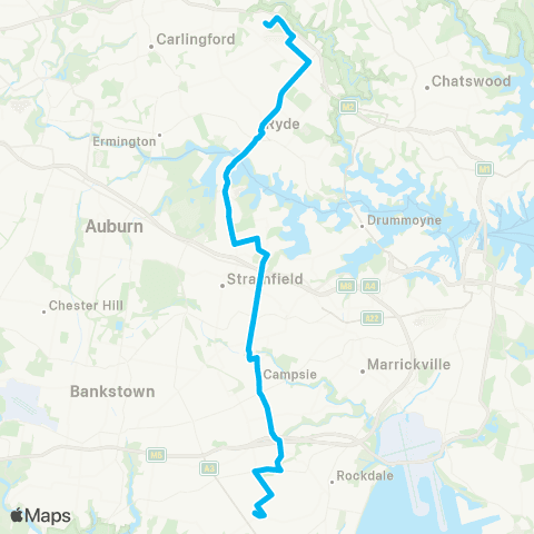 Sydney Buses Network Macquarie Park to Hurstville map