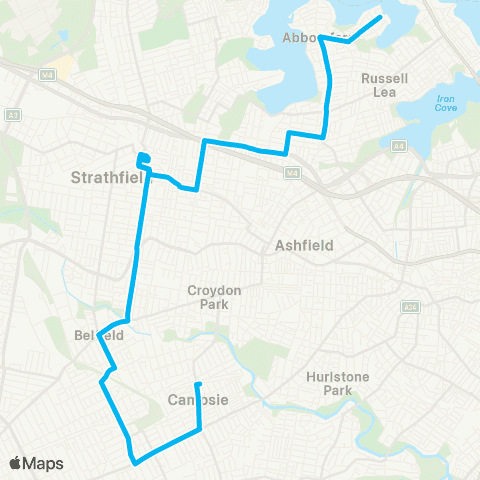 Sydney Buses Network Campsie to Chiswick map