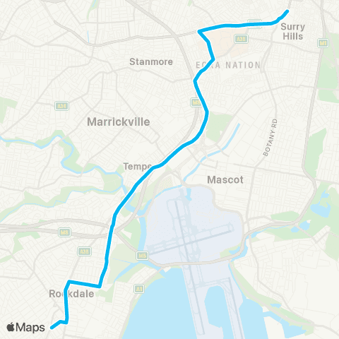 Sydney Buses Network Kogarah to Central Pitt St map