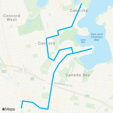 Sydney Buses Network Cabarita to Burwood map