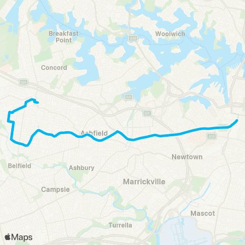 Sydney Buses Network Strathfield to Central Pitt St via S Strathfield map