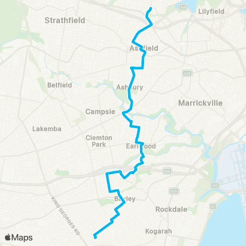 Sydney Buses Network Hurstville to Five Dock map