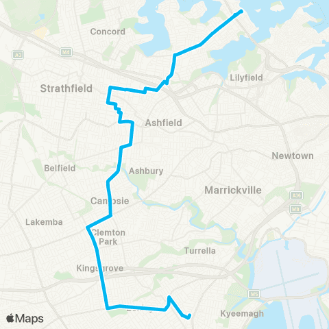 Sydney Buses Network Rockdale to Drummoyne map