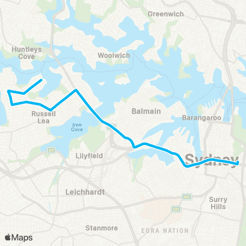 Sydney Buses Network Chiswick to City Domain map