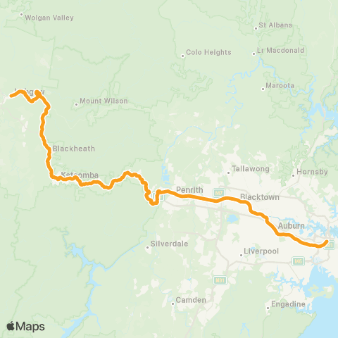 Intercity Trains Network Blue Mountains map