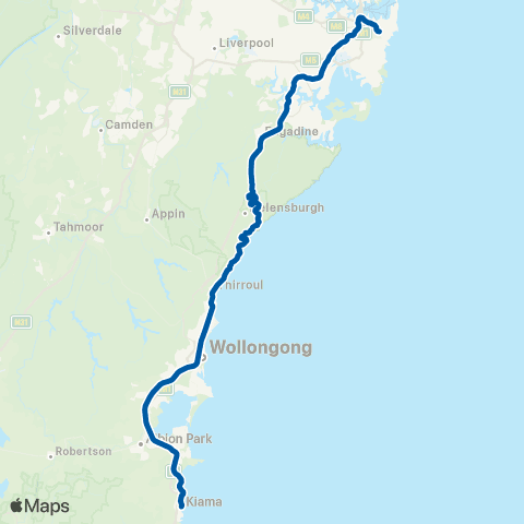 Intercity Trains Network South Coast map