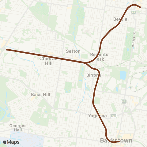 Sydney Trains Network Lidcombe to Bankstown map