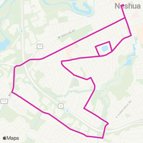 Nashua Transit System Lake St / Northeastern Blvd map