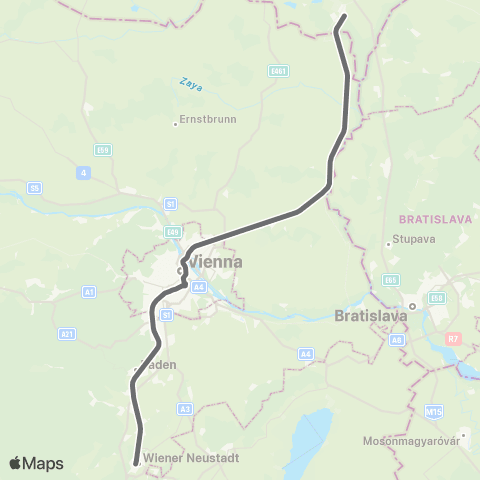 Österreichische Bundesbahnen Breclav - Wien - Wr.Neustadt - Mürzzuschlag - Bruck / Mur - Klagenfurt - Villach - Spital / Millstättersee - Lienz map