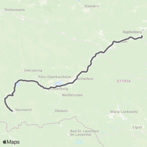 Österreichische Bundesbahnen Wien - Wr.Neustadt - Mürzzuschlag - Bruck / Mur - Graz - Spielfeld-Straß map
