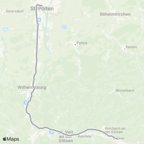 Österreichische Bundesbahnen St.Pölten ↔︎ Hainfeld NÖ map