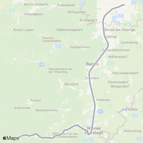 Österreichische Bundesbahnen Puchberg am Schneeberg ↔︎ Wr.Neustadt map