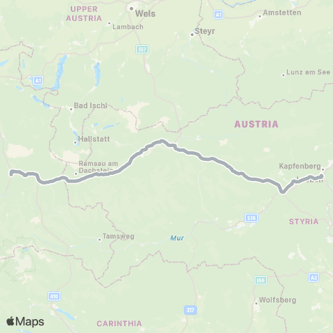 Österreichische Bundesbahnen Bischofshofen - Schladming - Stainach-Irdning - Leoben - Bruck / M - Wien map