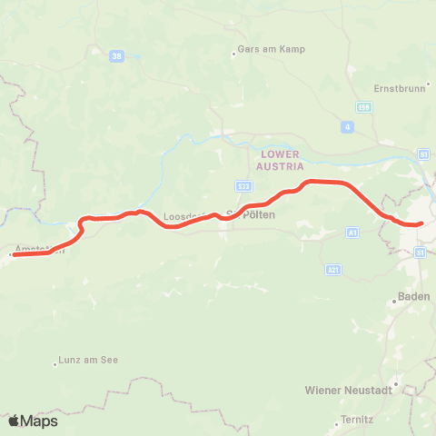 Österreichische Bundesbahnen Bischofshofen - Schladming - Stainach-Irdning - Leoben - Bruck / M - Wien map
