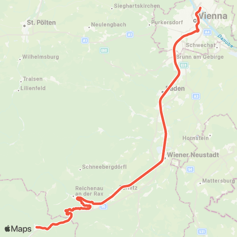 Österreichische Bundesbahnen Wien - Bruck / Mur - Klagenfurt - Villach - Tarvis (I) - ... map