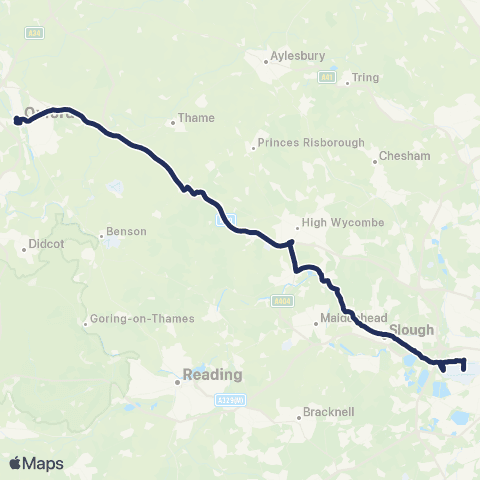 Oxford Bus Company Gloucester Green Bus Sta - Heathrow Central Bus Sta map