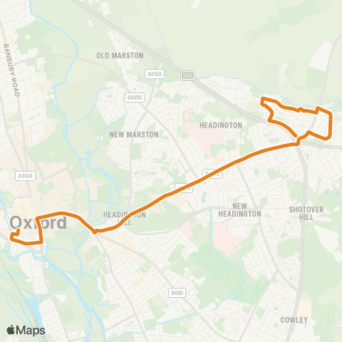 Oxford Bus Company Edgecombe Road - Westgate map