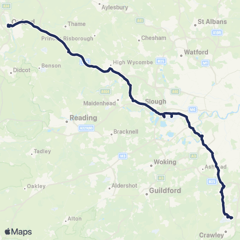 Oxford Bus Company Heathrow Central Bus Sta - Gloucester Green Bus Sta map
