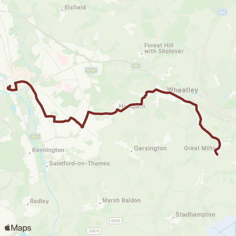 Oxford Bus Company Le Manoir - Westgate map