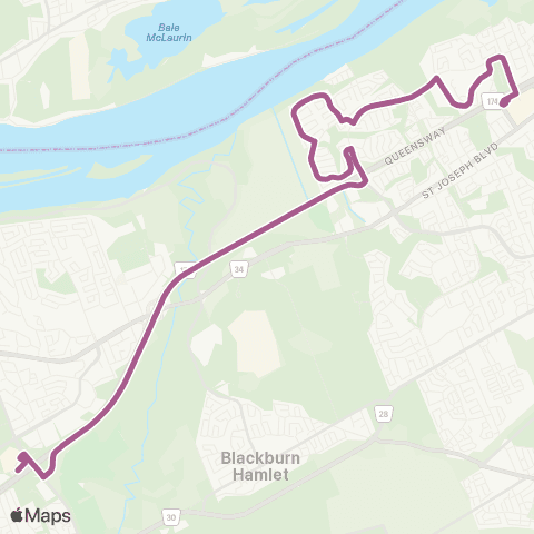 OC Transpo Blair <​> Place D'Orléans map