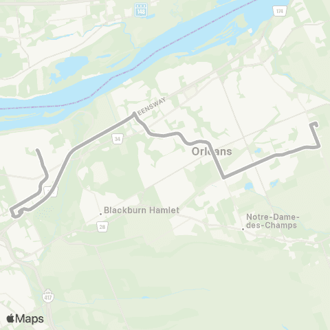 OC Transpo Blair / Colonel By / Gloucester H.S <​> Millennium map