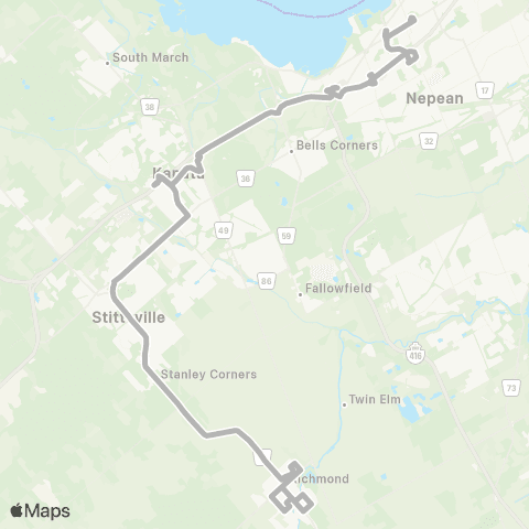 OC Transpo Bayshore / Carlingwood <​> Richmond / Stittsville map