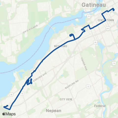 OC Transpo Waller <​> Bayshore map