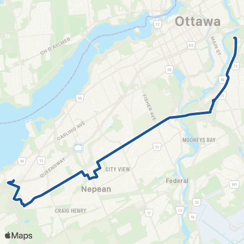 OC Transpo Hurdman <​> Bayshore map