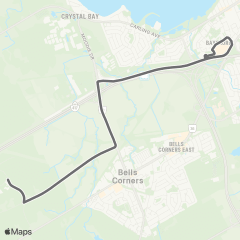 OC Transpo Bayshore <​> Haanel map