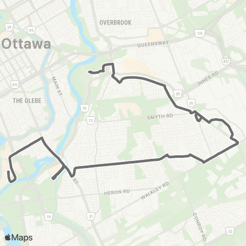 OC Transpo Hurdman <​> Carleton map