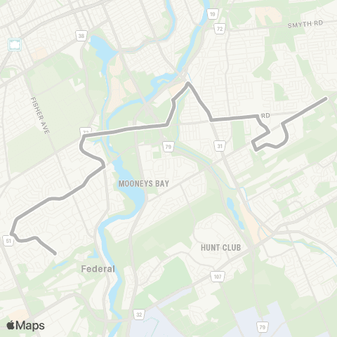 OC Transpo Billings Bridge <​> Omer-Deslauriers map