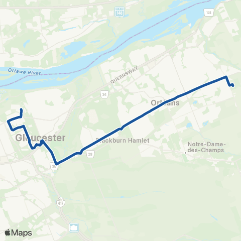 OC Transpo Blair / Wateridge <​> Millennium map