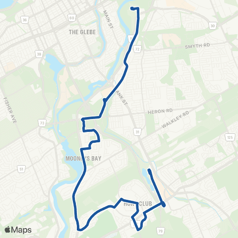 OC Transpo Greenboro <​> Hurdman map