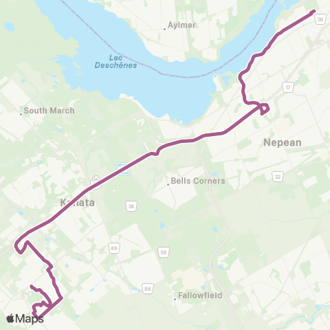 OC Transpo Tunney's Pasture <​> Springbrook map