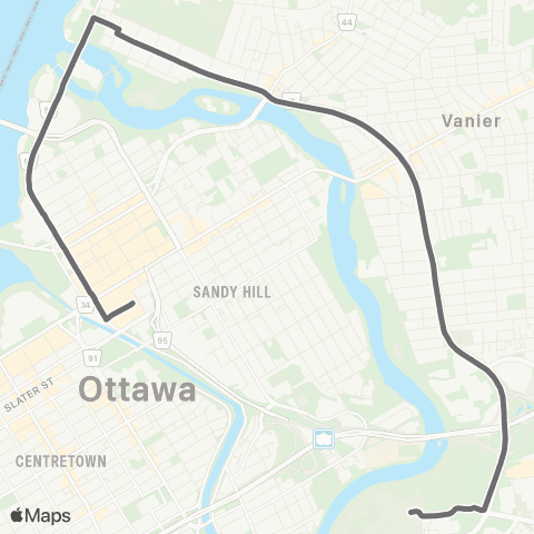 OC Transpo Rideau <​> Hurdman map