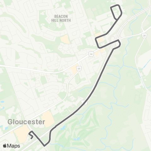 OC Transpo Canotek <​> Blair map