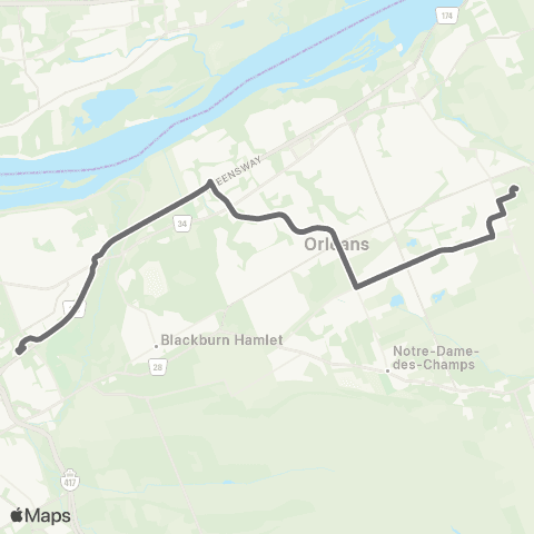 OC Transpo Blair <​> Millennium map