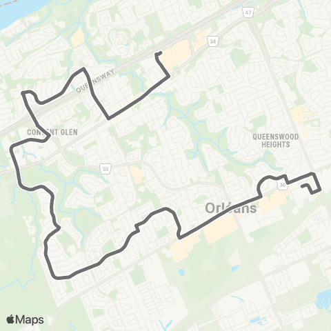 OC Transpo Tenth Line <​> Place D'Orléans map