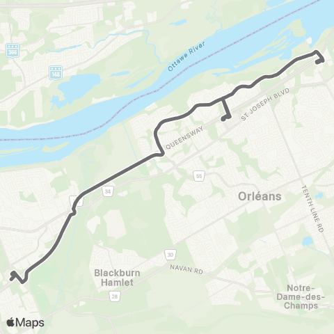 OC Transpo Blair <​> Trim map