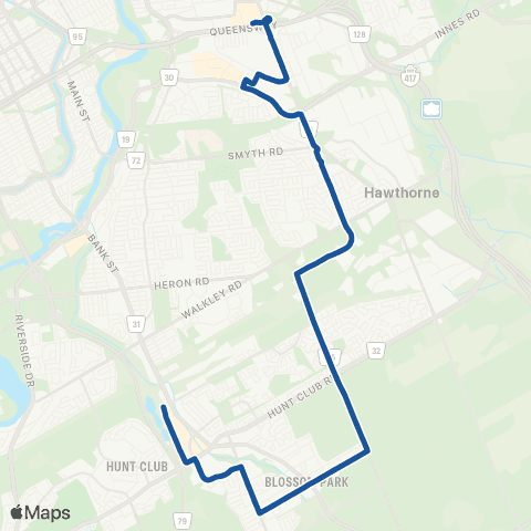 OC Transpo St-Laurent <​> Greenboro map